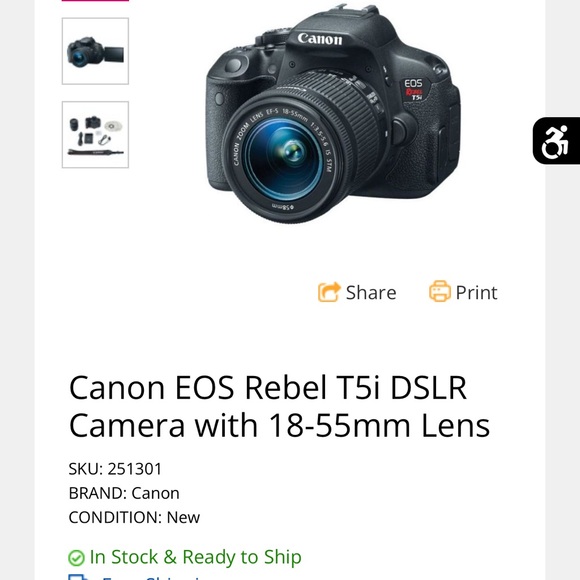 Canon EOS Rebel T5i DSLR Camera with 18-55mm Lens - Black